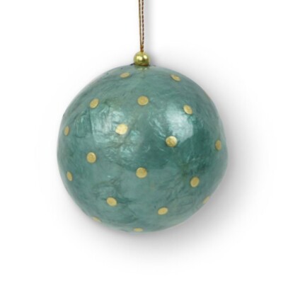Božićna kuglica 6cm tirkizna sa zlatnim točkicama