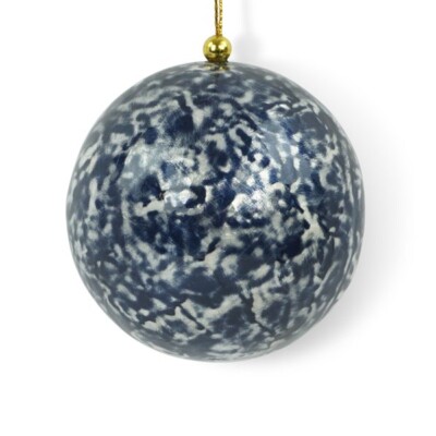 Božićna kuglica 6cm tamno plava s efektom mramora