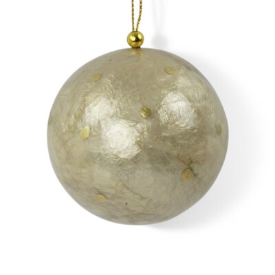 Božićna kuglica 6cm bež sa zlatnim točkicama